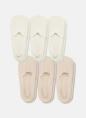 KMOWO Bamboo No Show Socks 6-Pack-Lvory White and Almond Beige