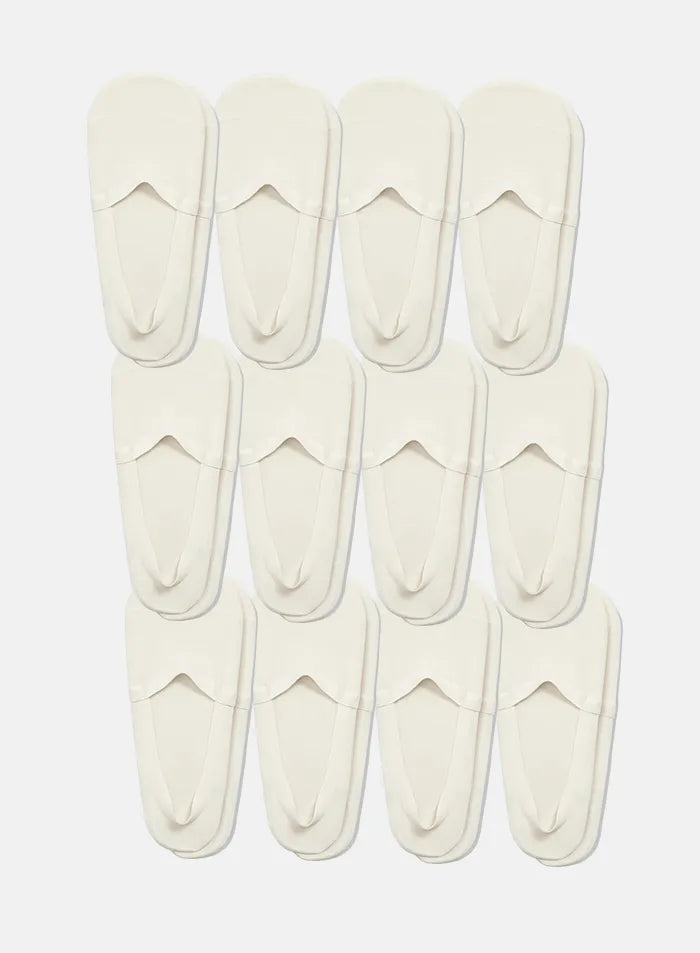 KMOWO Bamboo No Show Socks 12-Pack-Lvory White