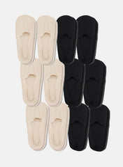 KMOWO Bamboo  No Show Socks 12-Pack-Almond Beige and Pure Black