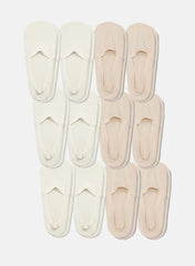 KMOWO Bamboo  No Show Socks 12-Pack-Lvory White and Almond Beige