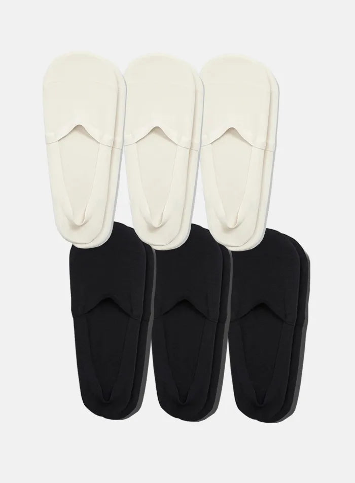 KMOWO Bamboo No Show Socks 6-Pack-Lvory White and Pure Black