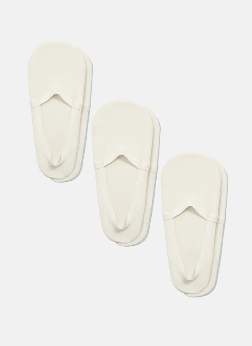 KMOWO Bamboo No Show Socks 3-Pack-Lvory White